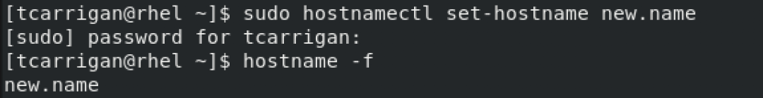 hostname change with hostnamectl